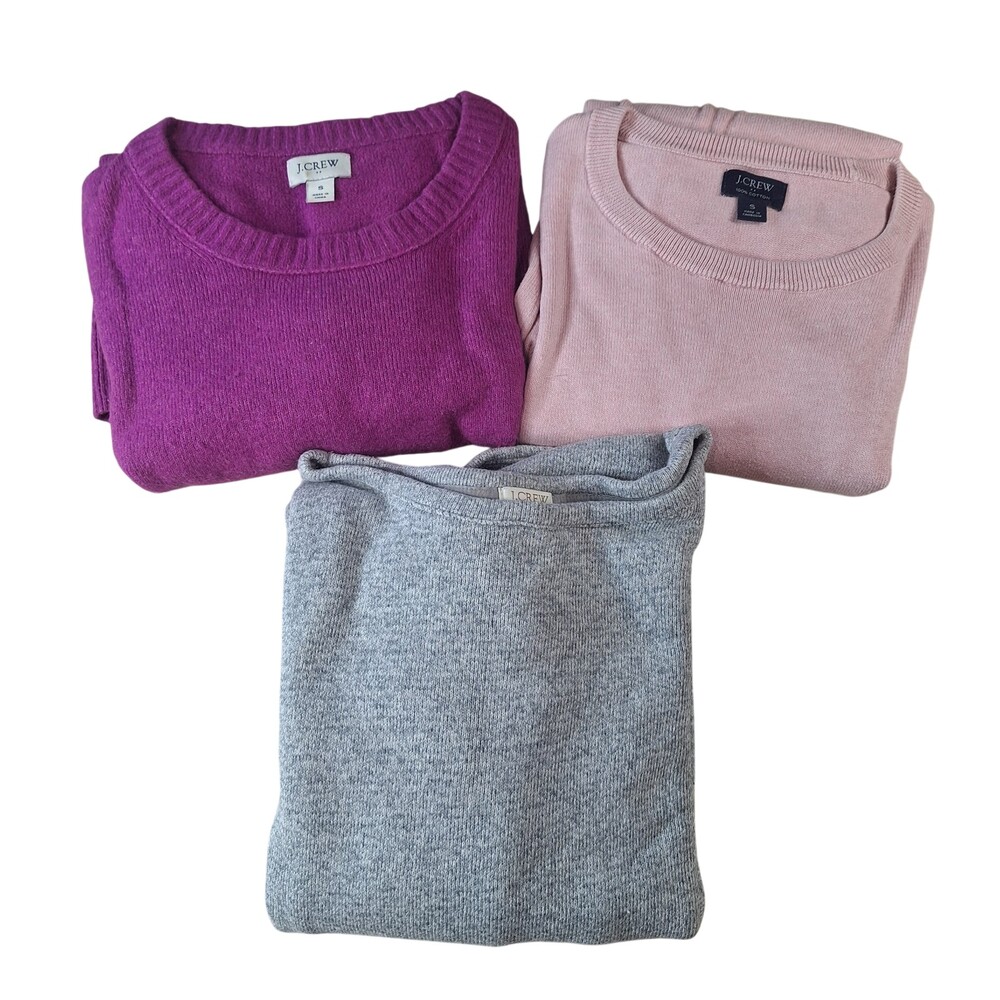 J. Crew Sweater Womens Small Lot 3 Acrylic Wool Pink Gray